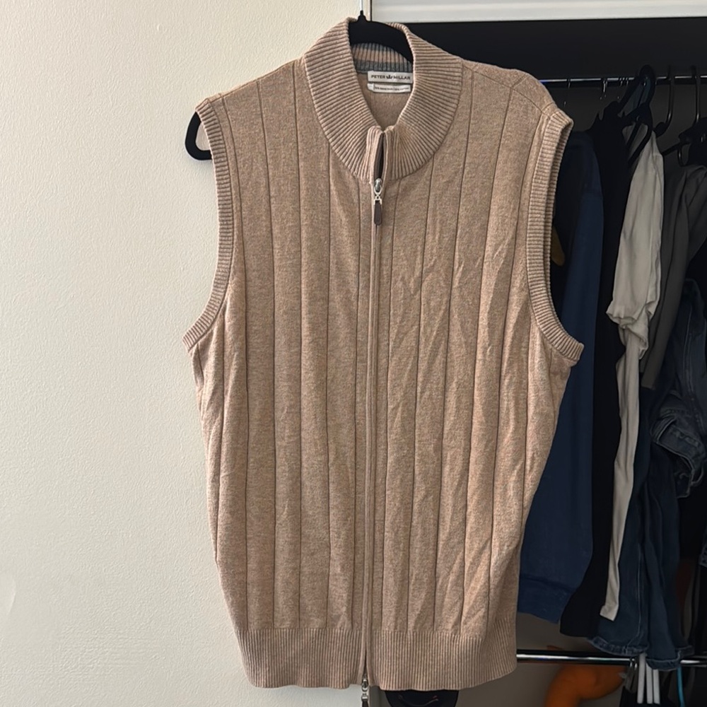 Peter Millar Tan Zip-Up Sweater Vest